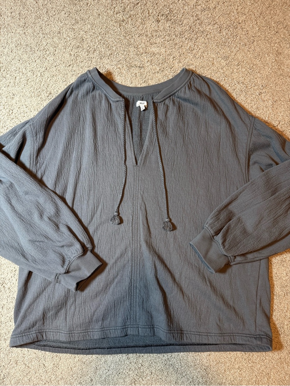aerie Slate Gray Lightweight Tassel Sweatshirt